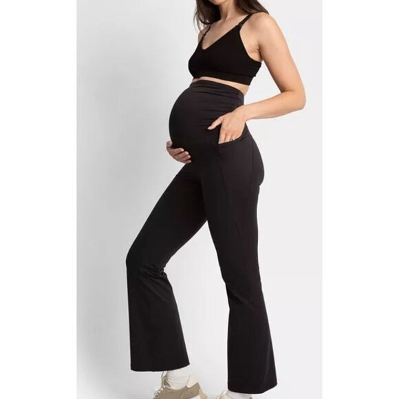 Seraphine Active NEW Zeke Bootleg Legging Maternity Black SM Athleisure Yoga - Picture 1 of 11